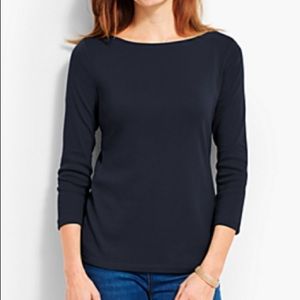 NEW Talbots Woman Elegant Bateau BLK Top 1X w/Tags